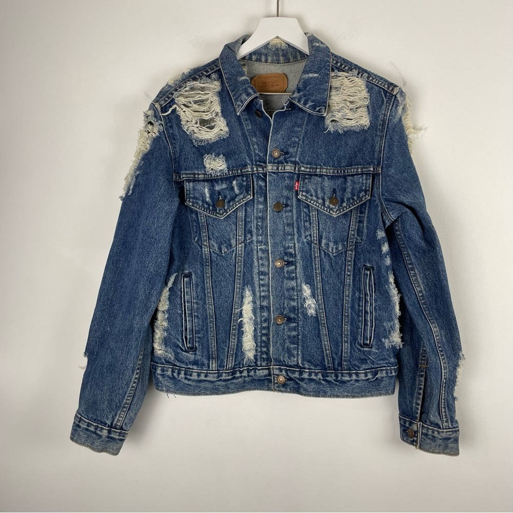 Vintage Levis Denim Jacket Blue USA 80s Trucker Size 42R / Large